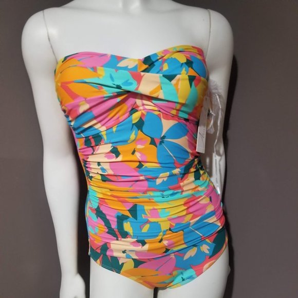 Anne Cole Plumeria Twist-Front One-Piece Size 6 - Picture 2 of 9